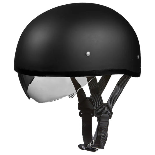 Daytona Helmets :  D.O.T. Daytona Skull Cap W/ Inner Shield- Dull Black - PLUS -- Skull Caps W/ Removable Snap On Visor.